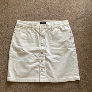 JCREW Button Front White Denim Pencil Skirt